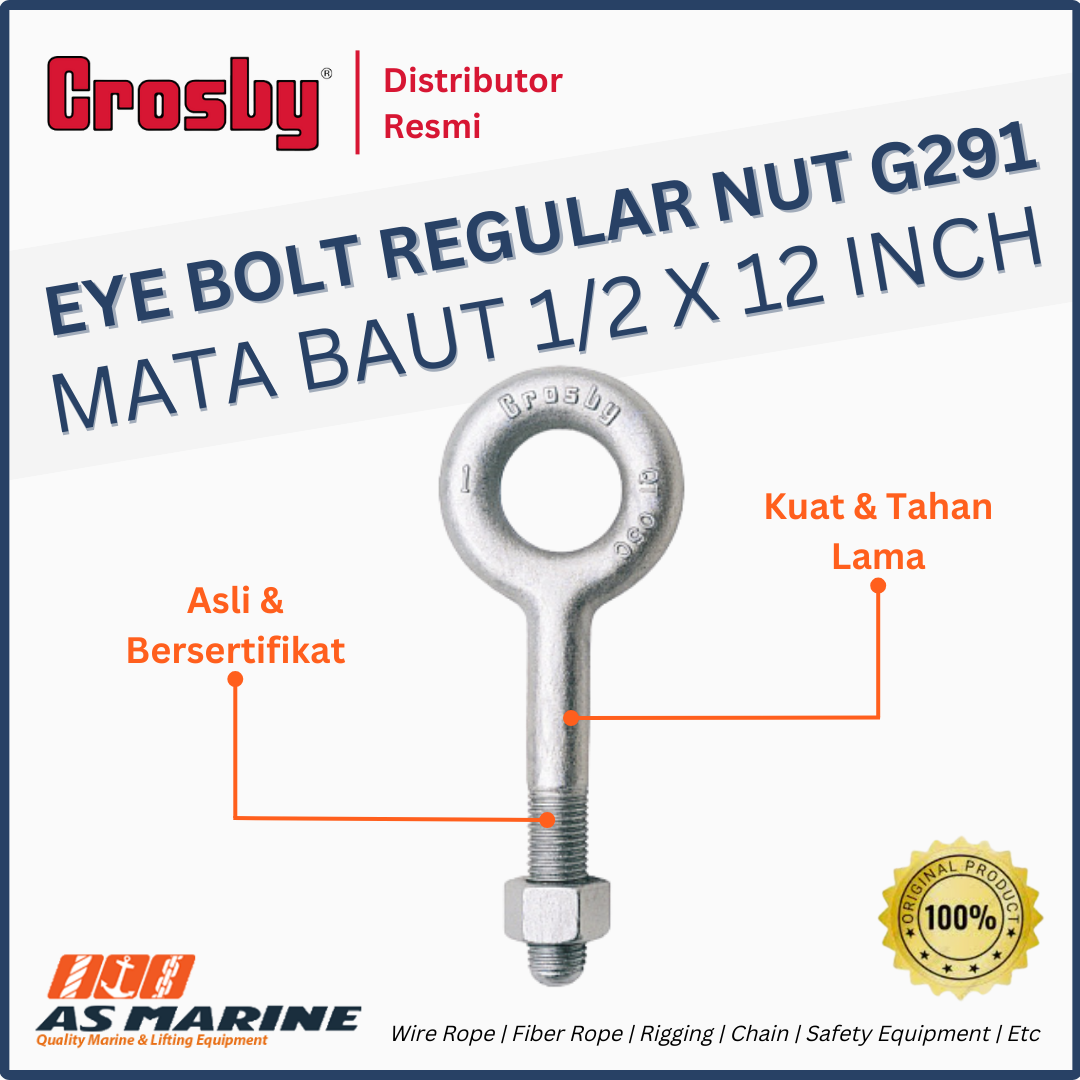 crosby usa eye bolt atau mata baut g291 general nut 1/2 x 12 inch